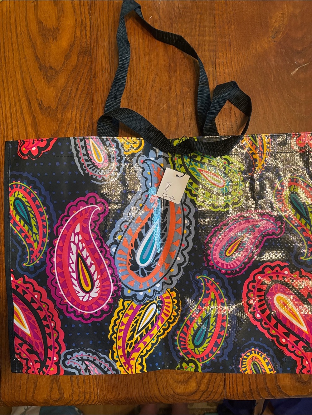 Vera Bradley Black Paisley-Print Reusable Tote with Multicolor Accents